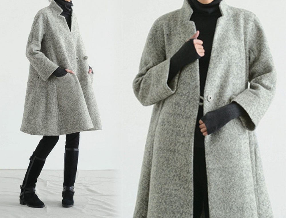 ジャケット・アウター MIELI INVARIANT Cape Rever Wool Coat Red Wool Coat, Asymmetrical Wool Coat, Cowl Neck Wool Jacket