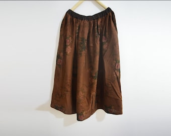 X088---Reversible Printed Mud Silk Skirt,  Made to Order.