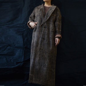 A340---Heavy Weight Distressed Gambiered Tussah Silk Coat, Women's Plus Size, Oversized Coat, Made to Order.