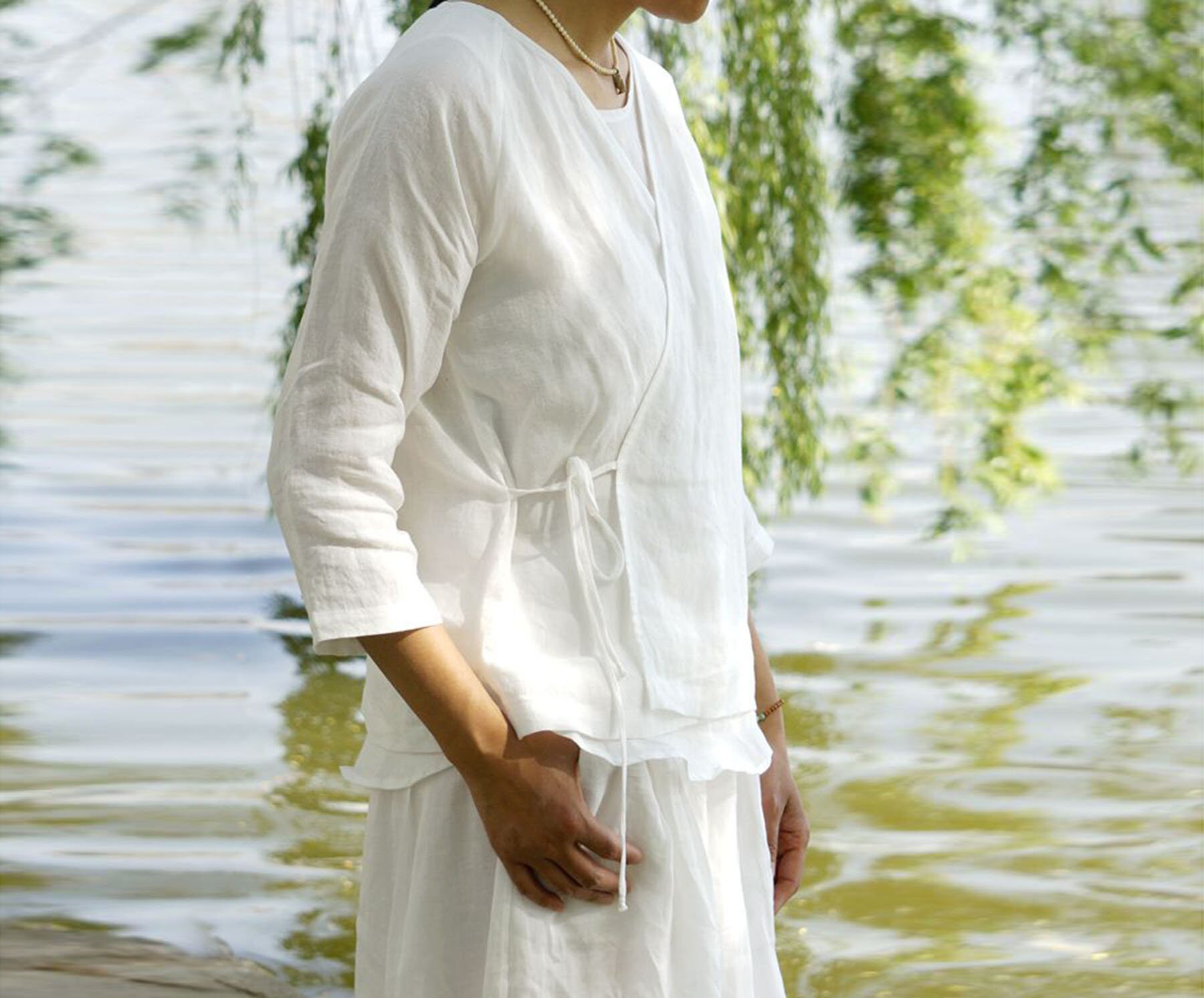 Zen Clothes Making W040---linen Meditation Clothes / Hanfu Top in White Color, Zen ...