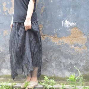 489---Schwarzer Seiden Organza Rock