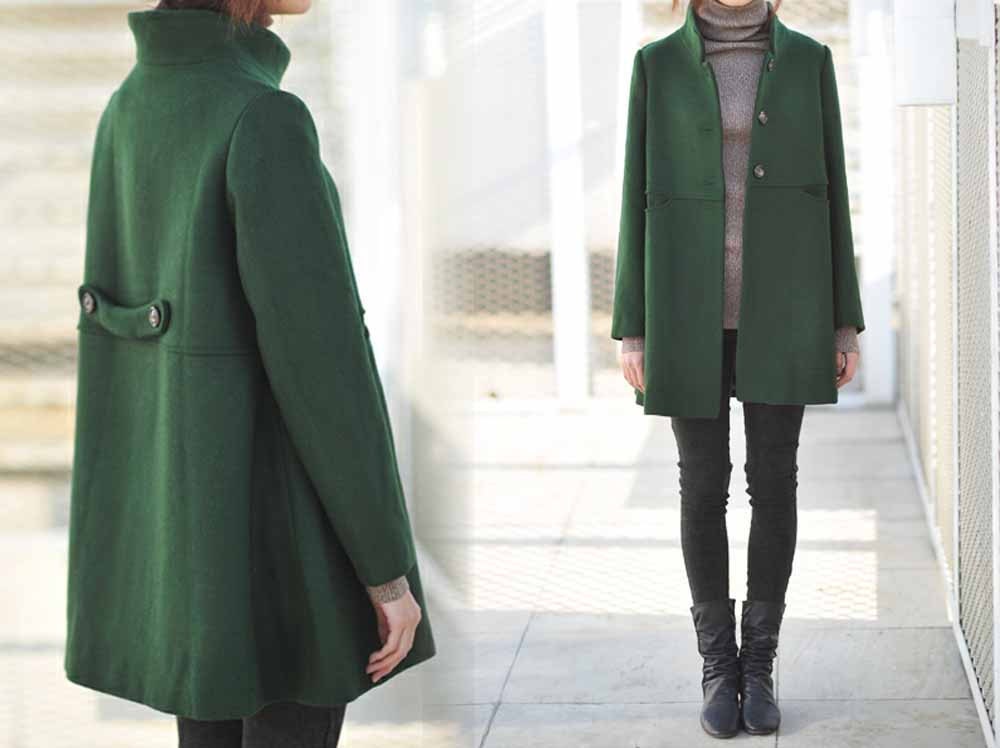 423women's Green Wool Coat Vintage A Line Coat - Etsy