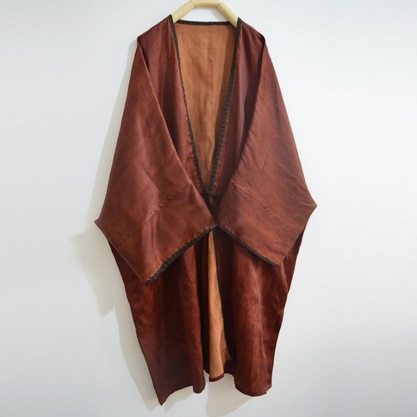 X091---China Mud Silk Kimono Jacket,  Vintage Jacket, Rust Mud Silk, Made to Order.