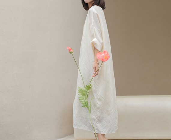 tussah silk dress I038---Tussah Silk Tunic Dress, Tussah Wild Silk Dress, Minimalism, Simplicity, Eco-friendly Dupioni Silk Wedding Dress, Made to Order