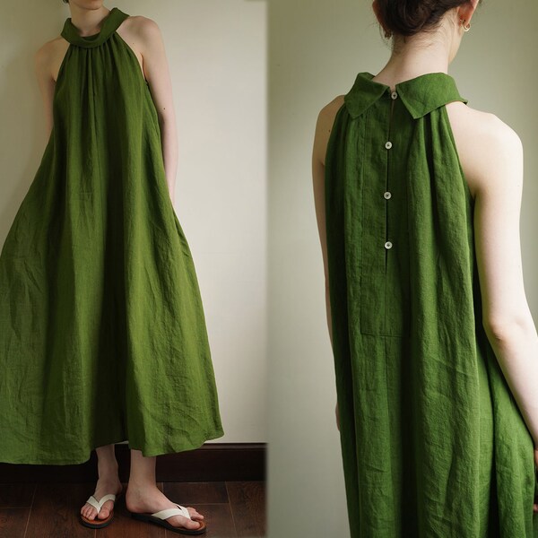 Verdant Linen Dress (Green)