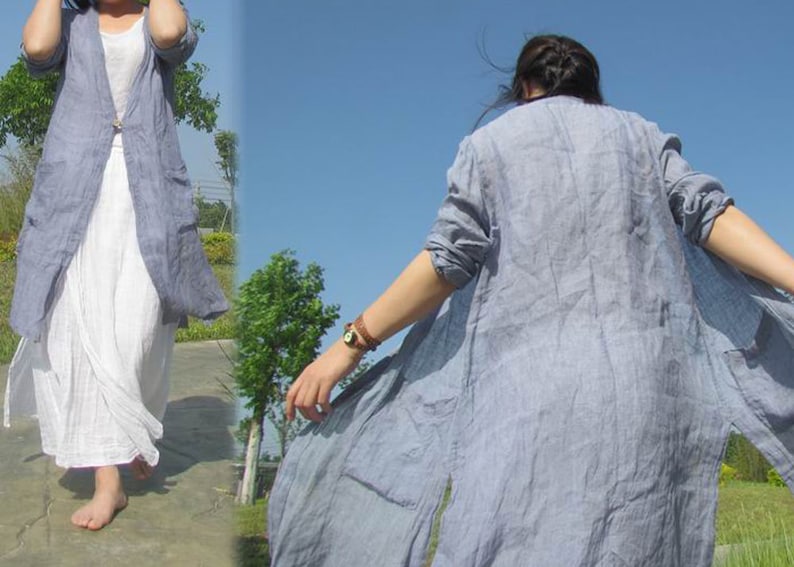 101linen Gauze Kimono Blouse Jacket Cardigan Blazer Etsy