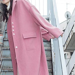 957---Women&#39;s Wool Coat, Brown / Pink Winter Coat, Oversized Coat, Christmas, Gift for Her,  Made to Order.