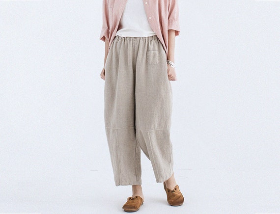 G090---flax Linen Pants, Tapered Pants, Linen Summer