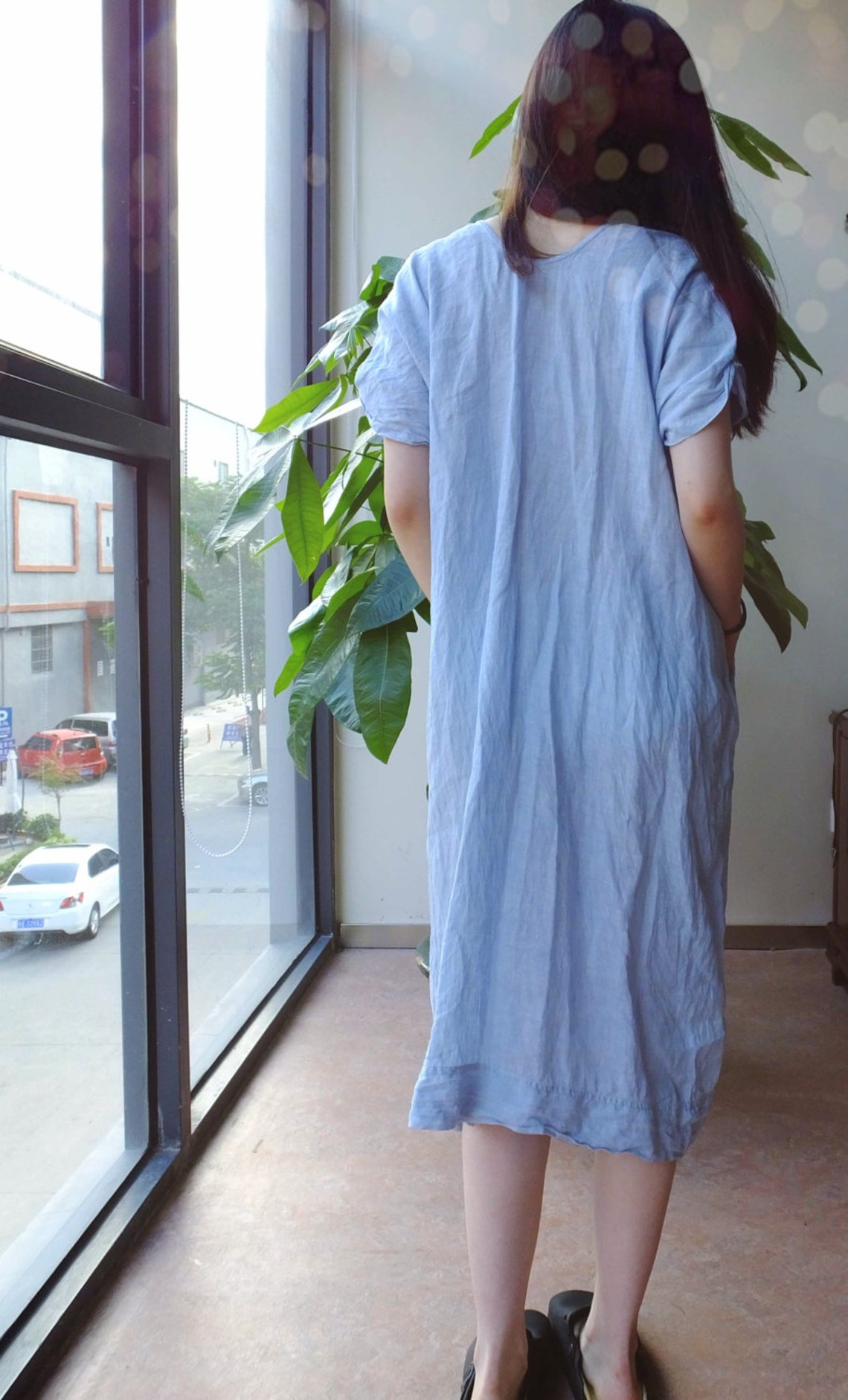 144Yarn Dyed Linen Maxi Dress Plus Size Robe Tunic Etsy