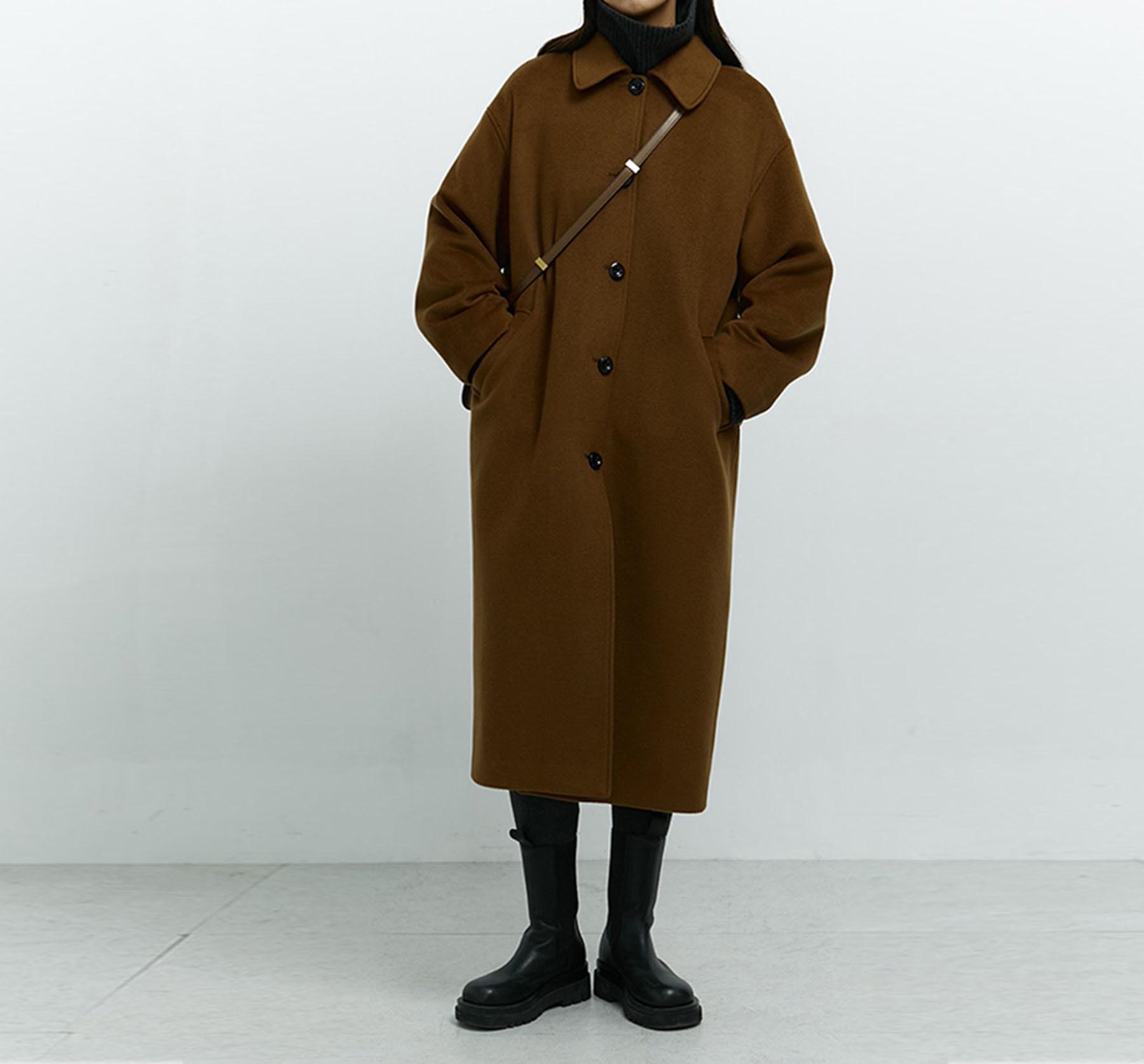 V005---women's Black Wool Oversized Cocoon Coat, Vintage Style