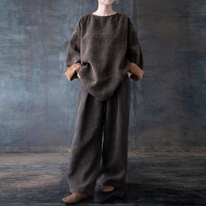 P311---Women&#39;s Heavy Weight Mud Tussah Silk Top / Blouse,  Mud Tussar Silk Tee / T-shirt / Pullover, Made to Order.