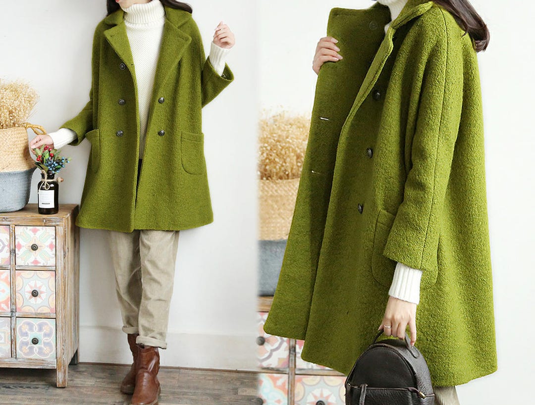 450-women's Loop-yarns Wool Oversized Coat Double - Etsy