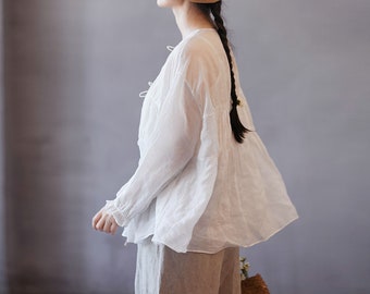 超美品】Gauze# ガーゼ ラミー ギャザー ブラウス 日本製 Gauze 