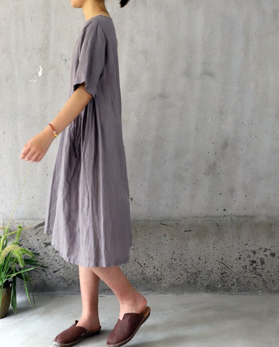 S oneshoulder shirt knit dress グレー S oneshoulder shirt knit dress グレー Marled Knit One