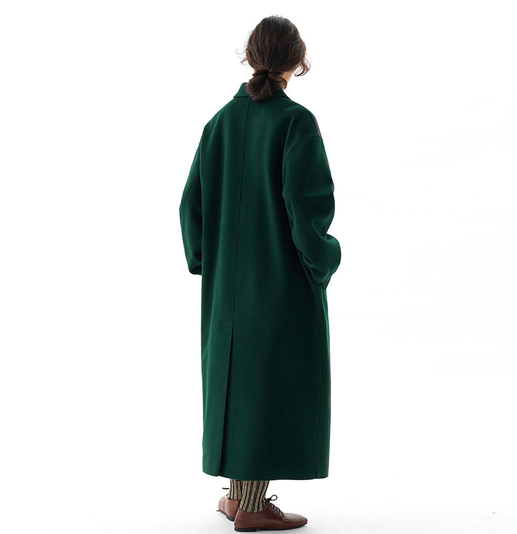V005---women's Black Wool Oversized Cocoon Coat, Vintage Style