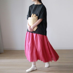 R008---Minimalist Linen Top, Black Linen Blouse, Made to Order.