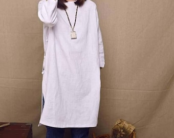 758---Women's Washed Linen Tunic Dress, Tunic Top, Tee, T-shirt, Plus Size Clothing, Made to Order.