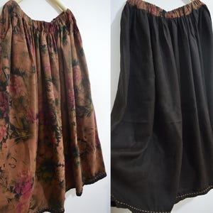 X272---Reversible Printed Mud Noil Silk Skirt, Gambiered Silk Boho Skirt, Made to Order.