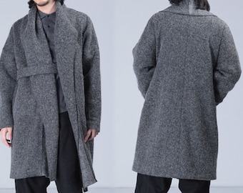 157---men's Knit Wool Coat in Gray, XS, S, M, L, XL, Made to Order
