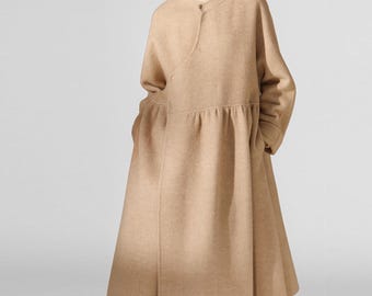 W179---New Chinese Style Double-faced Wool Wrap Coat,  Wool Double Coat,  Hand Stitched Double Face Wool Maxi Coat, Made to Order.