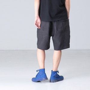 P061Men's Linen Cotton Blend Shorts, Drop Crotch, Unisex Linen Shorts, Made to Order. image 4