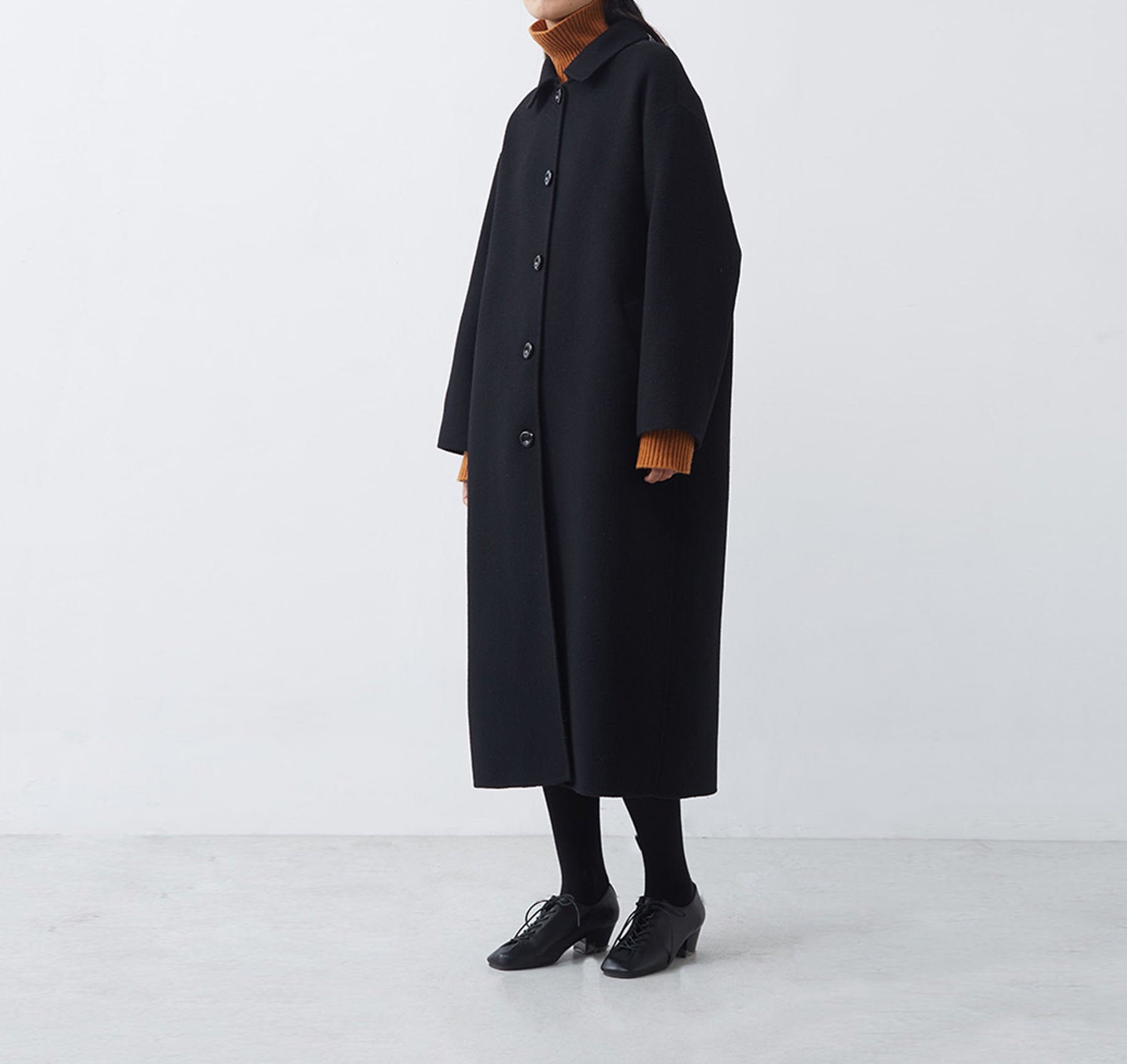 V005---women's Black Wool Oversized Cocoon Coat, Vintage Style