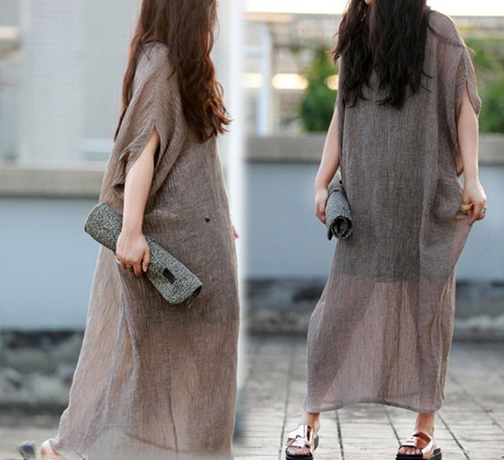 328 Oversized Textured Linen Tunic Dress excluding Inner | Etsy