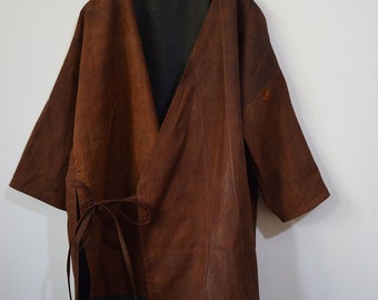 A259---Reversible Gambiered Silk Kimono Jacket, Silk Jacket, Silk Cardigan, Silk Blazer, Duster Coat, Made to Order.
