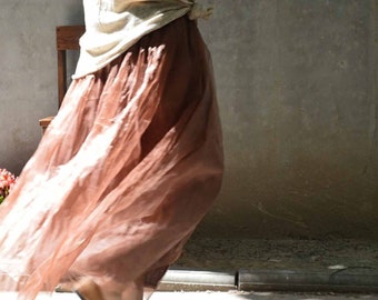 A162---Brown Silk Organza Skirt, Made to Order.