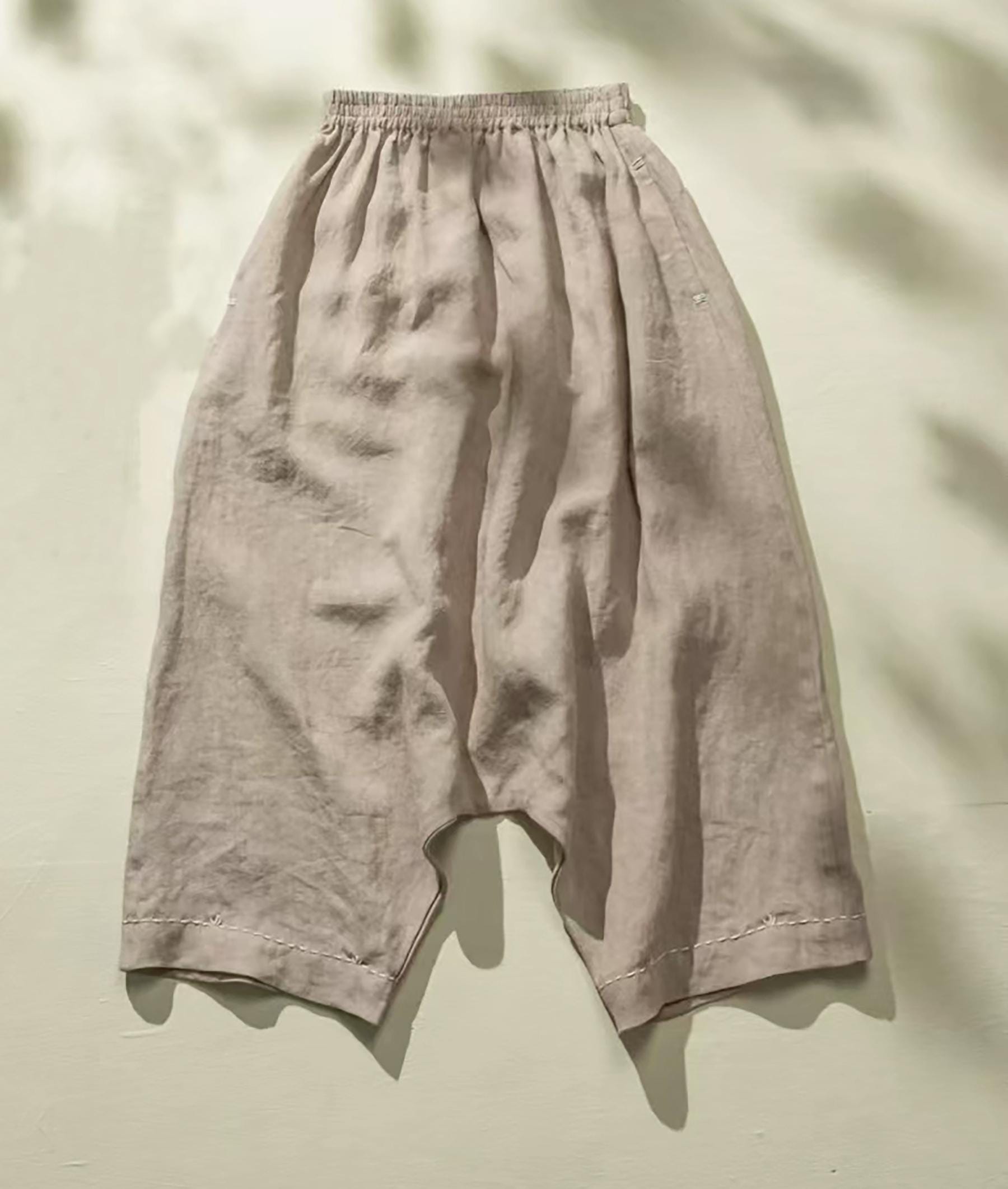 W134---loose Drop Crotch Heavy Weight Linen Harem Pants, Sarouel