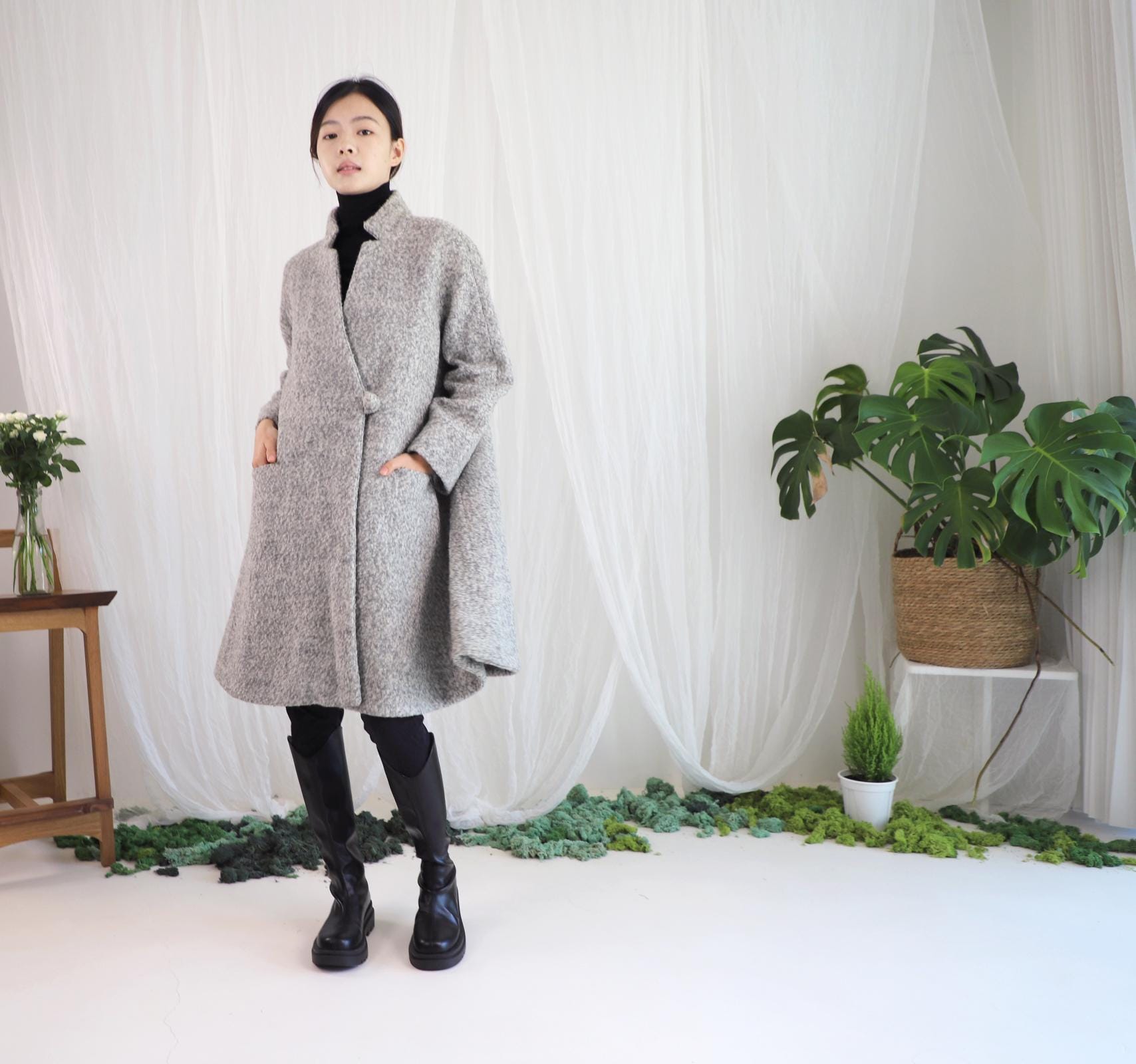 ジャケット・アウター MIELI INVARIANT Cape Rever Wool Coat
