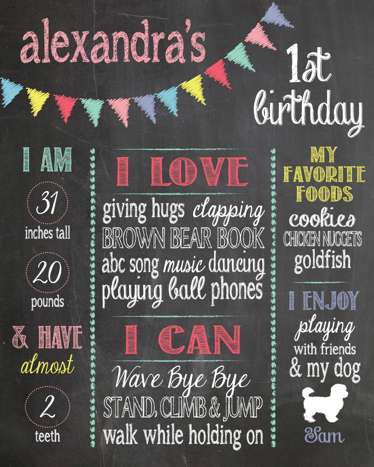chalkboard sign first birthday