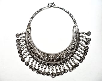Antique silver lunar necklace (chamel), 19th century,  Uttar Pradesh, India