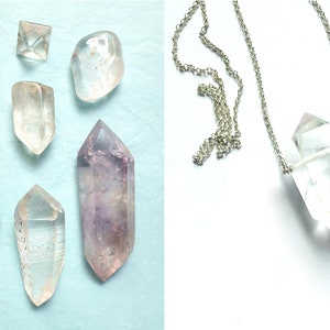 Lange sterling zilveren jasseron ketting met hanger Bergkristal kristalpunt