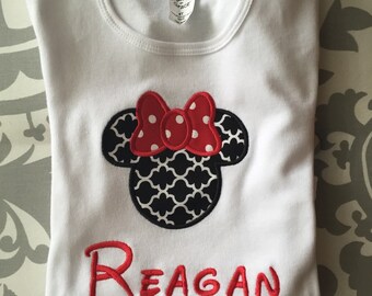 Disney Minnie Mouse shirt monogram with polka dot bow/disney world/disney cruise