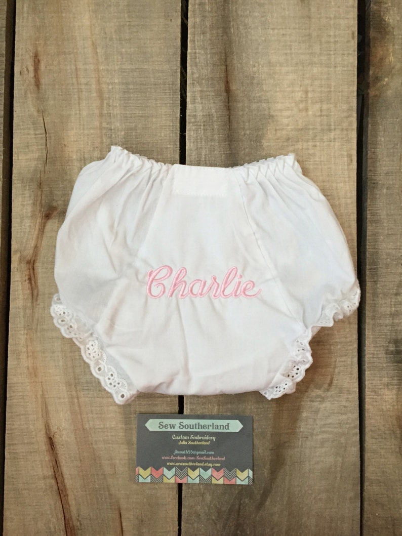 White Monogrammed Eyelet Lace Diaper Cover Bloomers Panty Etsy