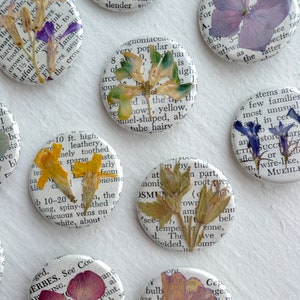 5 Real Pressed Flower Magnets on Vintage Gardening Encyclopedia Pages NEW Stronger Magnets image 5