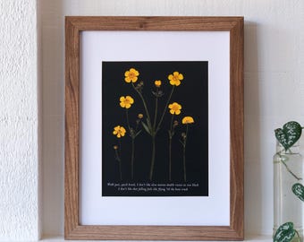 Taylor Swift Evermore Floral Art Print - 8 x 10 | Gold Rush Pressed Flower Print
