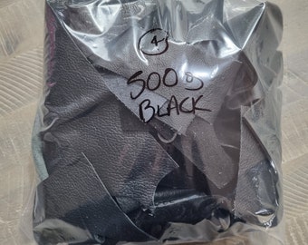 500g Genuine Leather Craft Offcuts - Multiple Black bags