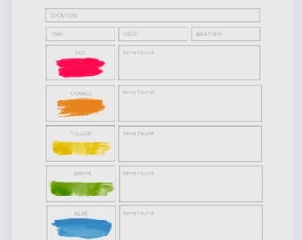 Printable Nature Walk, Instant Download, Nature Color Walk, Outdoor Nature Scavenger Hunt, All ages outdoor activity