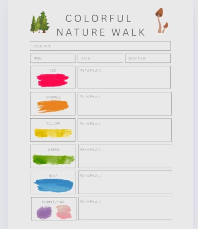 Printable Nature Walk, Instant Download, Nature Color Walk, Outdoor ...