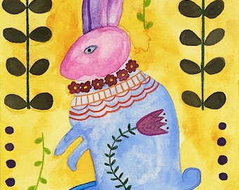 Spring Rabbit/Bunny Colorful Art Print for Home, Children