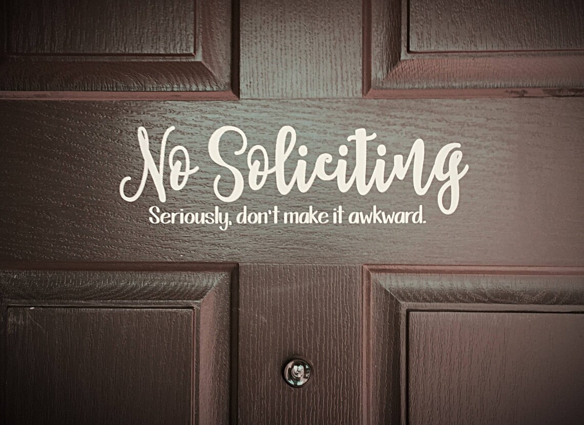 No Soliciting Door Decal No Soliciting Door Sign Door Decal | Etsy
