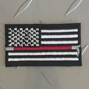 Thin Red Line Patch Firefighter American Flag Patch Embroidered Patch Iron-on Patch Sew-on Patch Firefighter Gift, M16 image 1