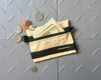 CLOSE OUT!! Small Zippered Bag made from repurposed firefighter bunker gear - Zippered Coin and Change Purse - T8