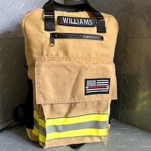 Personalized Backpack made from Decommissioned Firefighter Gear - T10