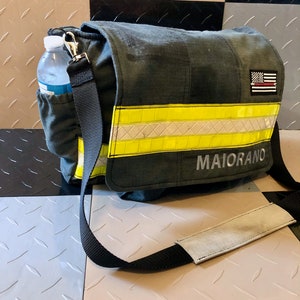 Reclaimed Firefighter Bunker Gear Personalized Messenger Bag, Custom ...