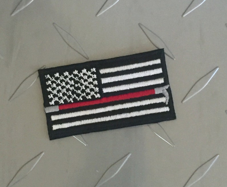 Thin Red Line Patch Firefighter American Flag Patch Embroidered Patch Iron-on Patch Sew-on Patch Firefighter Gift, M16 image 2
