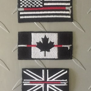 Thin Red Line Flag Patch - Firefighter Flag Patch - Country Flag Patch - Pikepole Flag Iron-on Patch - Sew-on Patch - M16