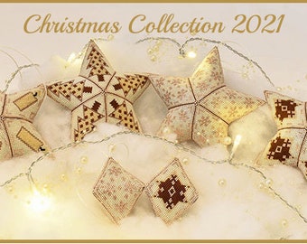 Pattern package : 3D peyote stars (4) and 3D pods(2)-Christmas Collection 2021